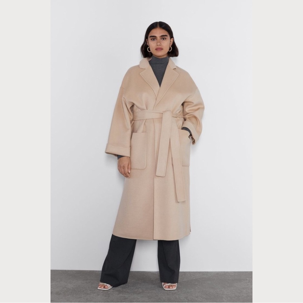 Zara Coat with Patch Pockets in light beige size L